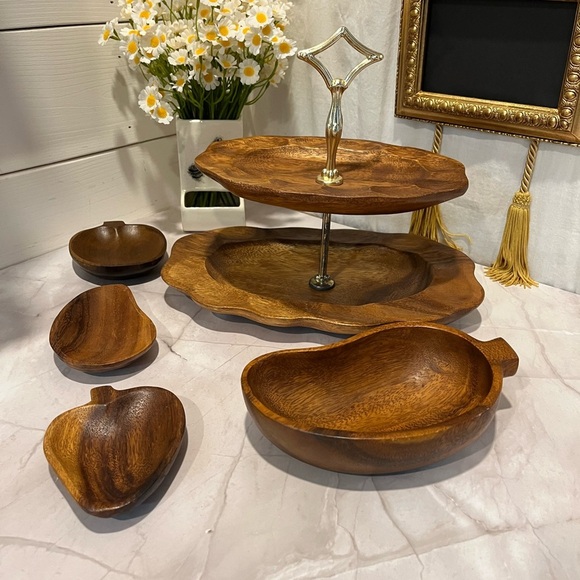 VINTAGE Wooden Serving Set – 5 Pieces - Picture 5 of 8